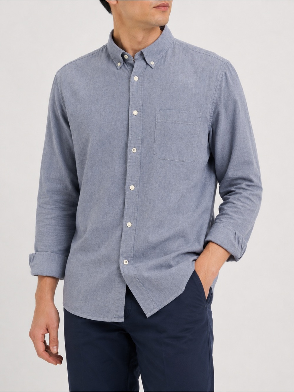 RVCA Men’s Blue Slim Fit Button Down Shirt M Oxford Surf Skate